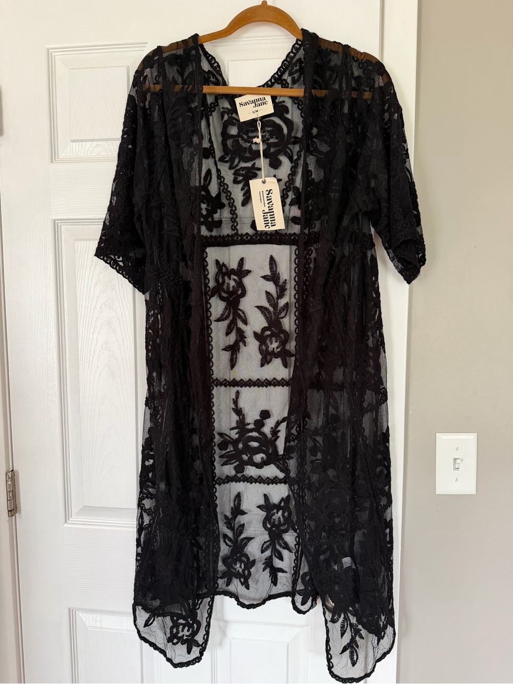 Savanna Jane Black Lace Kimono Floral Gothic Long Cardigan Whimsical